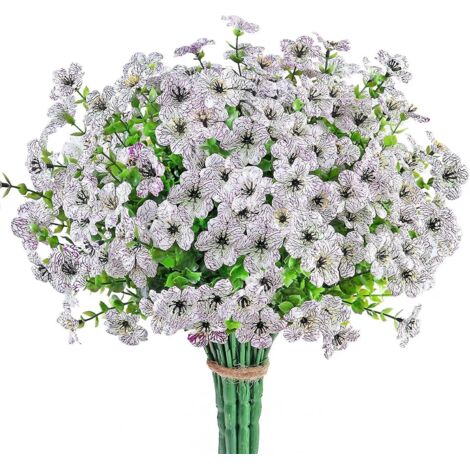 10 Pices De Fleurs Artificielles En Eucalyptus Blanc, Fleurs Artificielles Pour L'extrieur, Fleurs Artificielles Pour La Dcoration De La Maison, F (1/5)