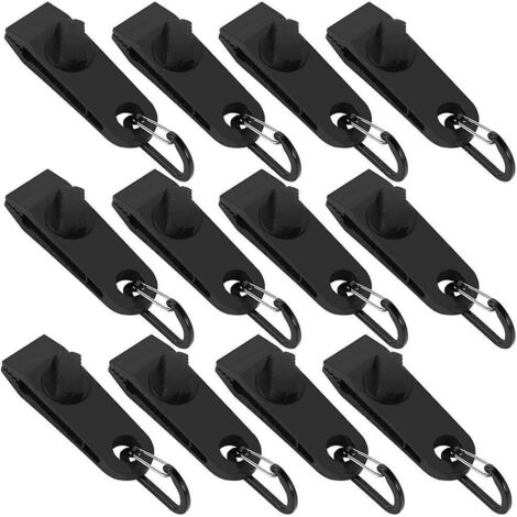 lot De 12 - Noir Pinces En Forme De D Pour Store - Tente Coupe-vent, Clip Instantan, En Plastique (1/5)