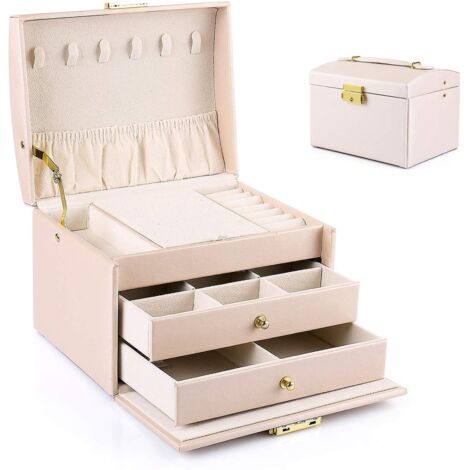 boite A Bijoux Femme Fille(rose Nude), Bote Bijoux Coffret Bijoux Rangement Bijoux Organisateur Pour Bagues Bracelets Boucles D'oreilles Montres (1/5)