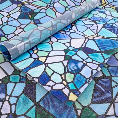 45x180cm Pavs Bleus Vitrail Films Fentre Anti Regard Autocollants De Dcoration Pour Fentre Sticker Impermable Avec Motif (1/5)