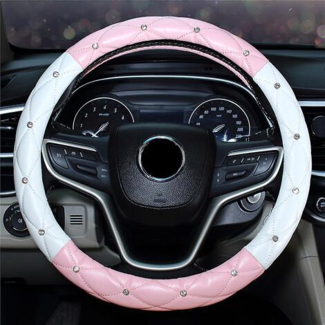 housse De Volant Diamant (rose + Blanc), Housse De Volant Bling Bling Pour Voiture, 15" Gm Diamond Crystal (1/3)