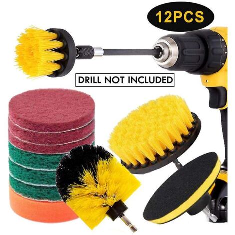 set Brosse De Perceuse Lectrique 12pcs Brosse De Nettoyage 2" 3,5 "4"de Rcurage De Voiture/tapis/salle De Bains (1/5)