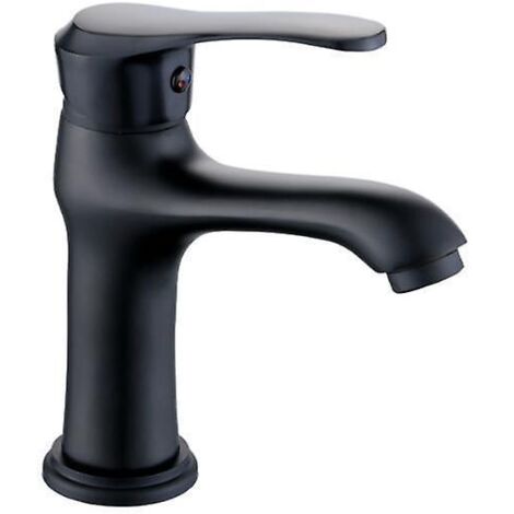 mitigeur De Lavabo,robinet D'eau Chaude Et Froide En Laiton Noir (1/4)