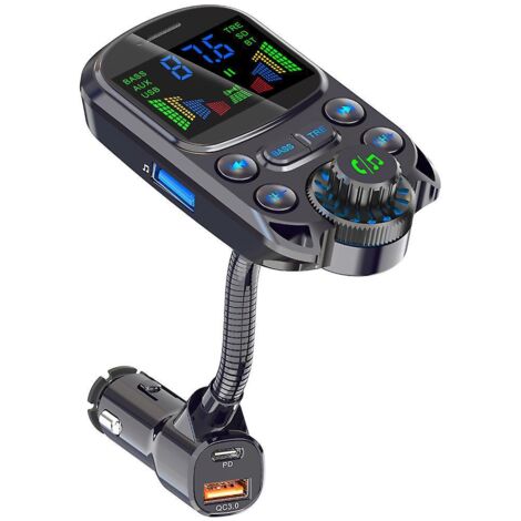 transmetteur Fm Bluetooth, Adaptateur De Transmetteur De Voiture Bluetooth Qc3.0 Pd30w Chargeur De Voiture Kit De Voiture Mains Libres Transmetteu (1/5)