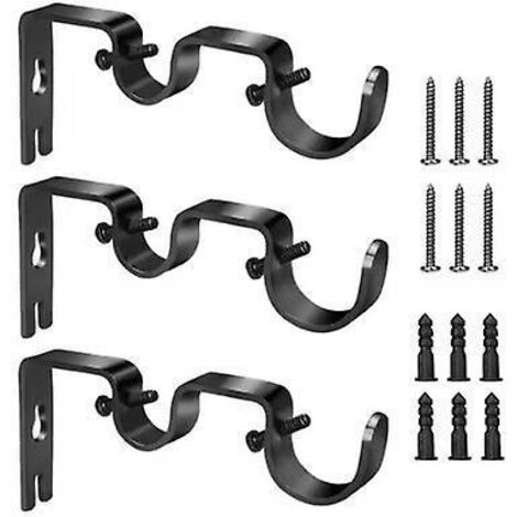 lot De 3 Supports De Double Tringle Rideaux, Supports De Fixation Pour Tringle Double Barres Rideau Avec Vis Et Chevilles Pour Fixer Une Tringl (1/5)