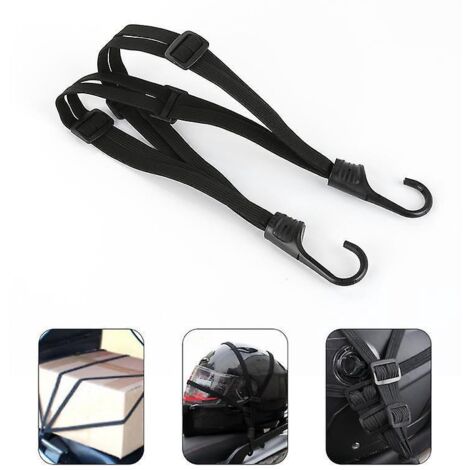 Noir Elastique Porte-bagages, Sangle Bagage Elastique 60cm & Sangle Bagage Elastique 60cm Avec Crochets Pour Camping/vlo/moto/fixer Casque/bagage (1/5)