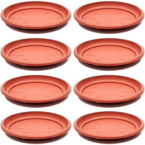 8pcs-soucoupe Pour Pot De Fleur Rond Couleur Terre Cuite 19 Cm - Dessous De Pot De Fleurs En Plastique - Sous-pot Pour Plantes - Plateau Pour Pot