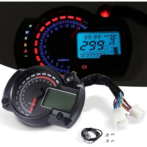 compteur De Vitesse Universel Pour Moto 7 Couleurs, 15000 Tr/min Cran Lcd Numrique Rx2n Odomtre Compteur De Vitesse Instrument Rglable Odomtre Tac (1/5)