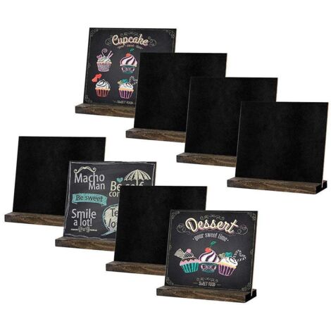 8 Mini Logos De Tableau Noir -13 X 15 Cm - Petit Tableau De Bureau Double Face Avec Support En Bois - Tableau D'affichage Pour Les Mariages, Les A (1/5)