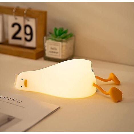 lie Flat Duck Night Light, Led Soft Duck Light, Cute Glowing Duck, Silicone Dimmable Kids Night Light, Rechargeable Bedside Touch Light (1/5)
