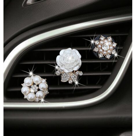 lot De 3 Clips De Ventilation Pour Climatisation De Voiture(la Rose Blanche), Clips D'aration Pour Voitures, Clips Pour Grille D'aration De Voitur (1/5)