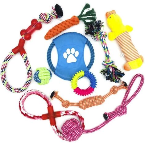 10 Pices Jouet Mcher Pour Chiot Entranement De Dentition, Jouet En Corde Pour Chien Corde En Coton Naturel Pour Chiens De Petite Moyenne Taille. (1/5)