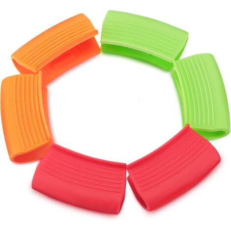 3 Paires (rouge, Orange, Vert)support De Poigne De Pot En Silicone Manches De Poigne De Pot En Silicone Poigne De Pot Isole Thermiquement Couvercl (1/5)