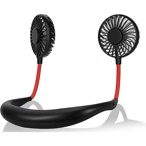 (noir) Ventilateur De Cou Portable, Ventilateur Rechargeable Usb Avec 3 Vitesses Rglables, Ventilateur De Cou Portable Rechargeable Avec Lumire Le (1/5)