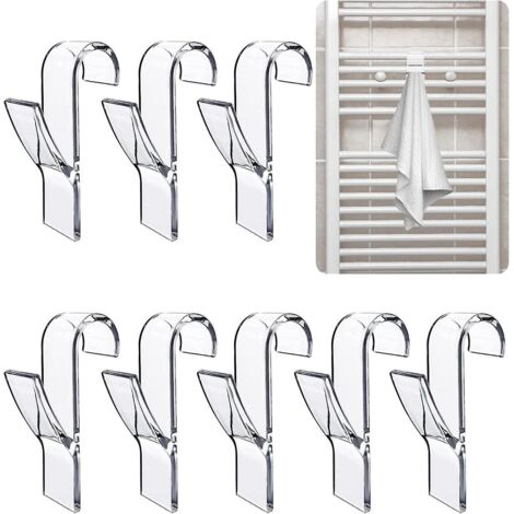 8 Pcs (transparent) Crochet Radiateur Seche Serviette, Crochet Seche Serviette, Crochet Serviette Salle De Bain, Crochets De Radiateur De Salle Ba (1/5)