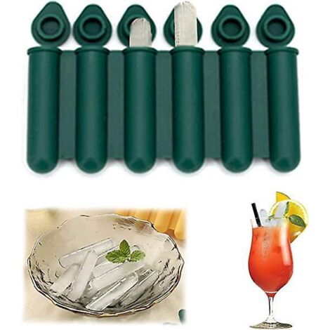moules En Silicone Pour Mini Glaons Avec Couvercles (vert Fonc), Troits Et Longs, Faciles Pousser Et Poser, Pour Faire 6 Bouteilles D'eau, Adapt (1/5)