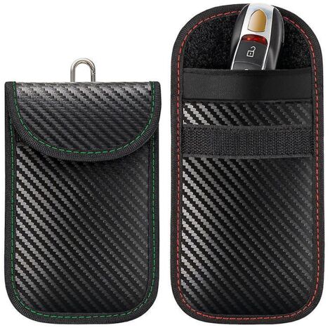 lot De 2 Pochettes Pour Cls De Voiture Faraday (une Verte Et Une Rouge) - Pochette Pour Cls Royal Faraday Pour Porte-cls Pochette De Protection Rf (1/5)