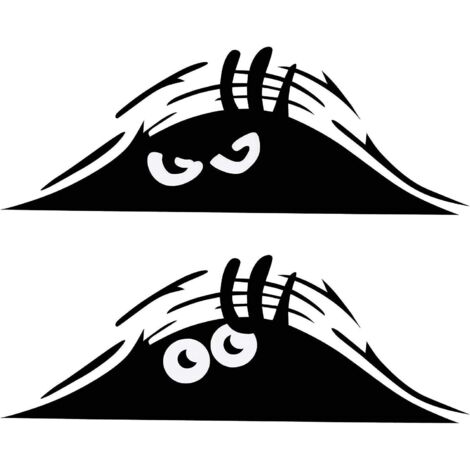 2 Pices Peeking Monster Effrayant Yeux Autocollant De Voiture Peeking Elf Decal Impermable Sourire Et Angry Noir Autocollants De Voiture Pour Pare (1/5)