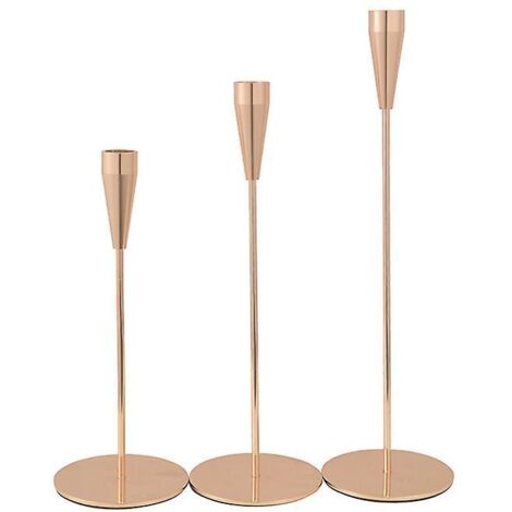 lot De 3 Bougeoirs Dors, Bougeoirs Coniques Pour Chandeliers, Dcorations D'automne De Ferme Moderne Pour Bougies Paisses Bougies (1/5)
