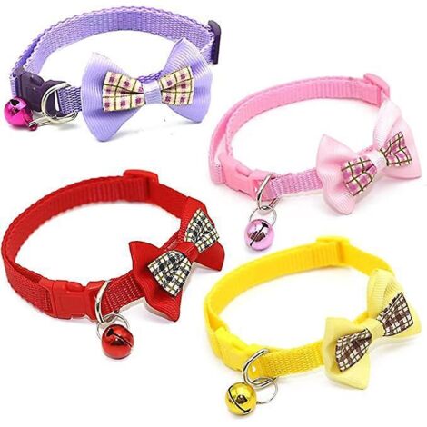 4 Colliers Pour Chat Avec Cloches Et Nuds Pour Colliers Pour Animaux De Compagnie Rglables Dgagement Rapide, Colliers Pour Chats, Chatons, Petits (1/5)