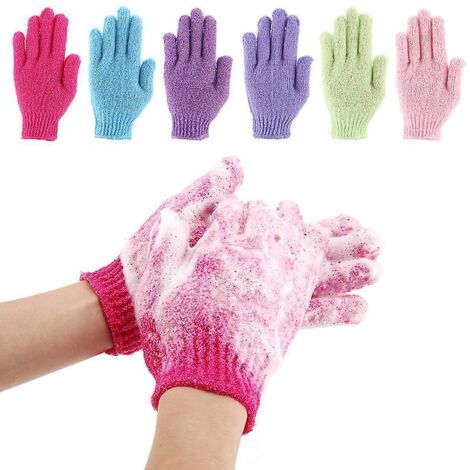 7pcs Gant Exfoliant Corps Visage Pour Salle De Bain Douche Couleurs Alatoires (1/5)
