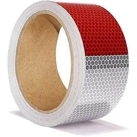 ceinture De Scurit Rflchissante 5cm X 9m, Autocollant Rflchissant Rouge Blanc, Adapt Aux Remorques - Avertissement Rflchissant Autocollant Adhsif (1/5)