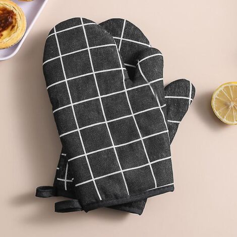 noir-rayures Grises-gants De Four, 1 Paire Gants De Cuisine Coton Avec Cuisine, Lavable Gant Cuisine Four, Gants De Cuisine Antidrapants, Gant Cui (1/5)