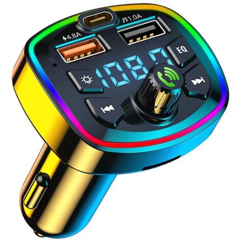 transmetteur Fm Bluetooth Voiture,kits De Voiture Transmetteur Fm Bluetooth Adaptateur Radio Lecteur Mp3,2 Ports Usb Chargeur 5v/4.8a Et 1a,appel (1/5)