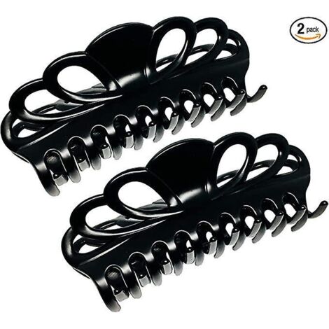 pince Cheveux Extra Large Pour Femme (noir X 2) Cheveux Pais Et Longs Boucls Pince Mchoire Forte Gante Antidrapante Accessoires De Coiffure Fran (1/5)