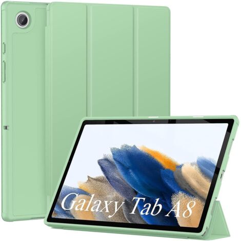 (vert) Tui En Silicone Pour Tablette Samsung Galaxy Tab A8 10,5 Pouces 2021 (sm-x205n/x200n), Coque Ultra-fine, Tui En Cuir Pu Avec Fonction De Su