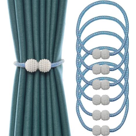 6 Pices (bleu) Embrases Pour Voilages, Embrase Rideaux Aimant, Attache Rideau Aimante, Mbrasses Magntiques Pour Rideaux Pour Dcoration De Salon, B (1/5)