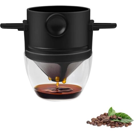 filtre Caf Rutilisable (avec Plateau Infrieur) Filtre Th Permanent Sans Papier En Acier Inoxydable 1 2 Tasses Pour La Maison, Le Bureau Et Les (1/5)