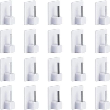 20pcs Crochets Autocollants Pour Barres De Rideaux Nettes Blanc Crochets Adhsifs Rideaux Crochet Fentre Adhsif Pour Entre Salle De Bain Cuisine Tr (1/5)
