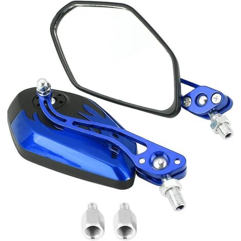 1 Paire De Rtroviseurs Universels Pour Moto Avec Flamme D'vier (bleu) Pour Scooter En Alliage D'aluminium Avec Motif De Flamme, 8 Mm 10 Mm (1/5)