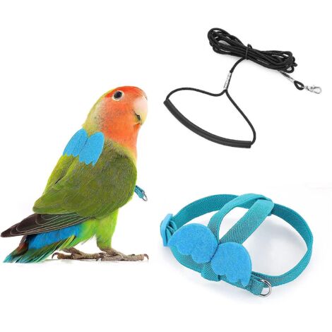 porte-perroquet (bleu Clair M), Corde D'entranement Au Vol Rglable Pour Perroquets Porte-perroquet, Ensemble De Cordes D'entranement En Nylon Pour (1/5)