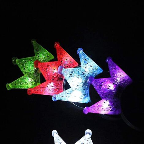 5 Pices Glow In The Dark Crown Headbands (couleurs Alatoires) Glow In The Dark Crown Led Flashing Headbands Pour Les Ftes D'anniversaire De Filles (1/5)