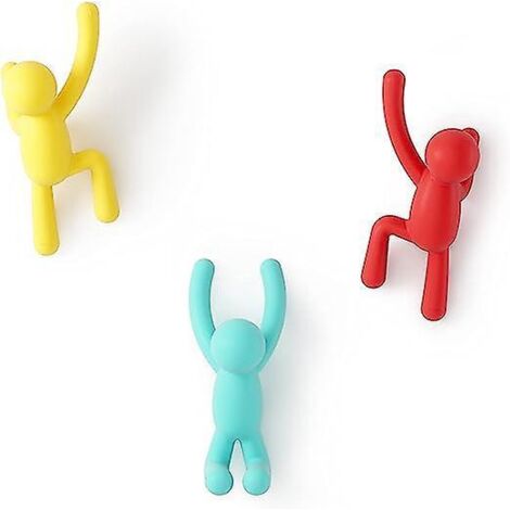 lot De Trois Crochets Muraux Cratifs Pour Personnage De Dessin Anim (rouge + Jaune + Bleu), Porte-manteau Mural Dcoratif (1/5)
