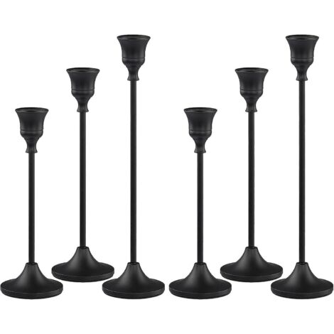 lot De 6 Bougeoirs Coniques En Laiton Noir - Bougeoirs Vintage Et Modernes - Dcoration Pour La Maison, La Table De Mariage, La Chemine, Une Fte, U (1/5)