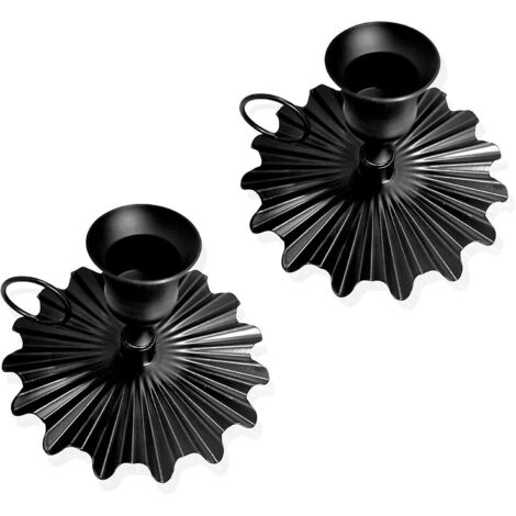 bougeoirs En Mtal Vintage Bougeoirs Noirs (2pcs) - Bougeoirs Coniques En Fer Forg Vintage, Parfaits Pour Le Cadeau De La Mre, La Dcoration De La F (1/5)