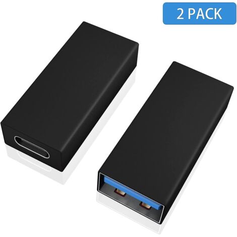 lot De 2 Adaptateurs (noir) Usb C Vers Usb 3.0, Usb 3.1, Usb 3.0 Femelle Vers Usb C Femelle, Compatible Avec Iphone 11, Google Pixel, Samsung Gala (1/5)