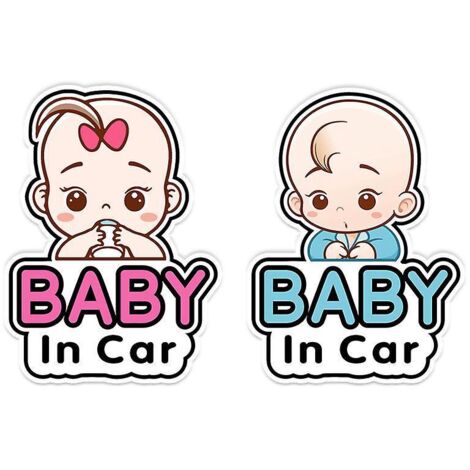 2 Paires Autocollants Signes Baby In Car, Autocollant De Voiture De Bb Sticker Amovible De Scurit Tableau Dannonce, Autocollant De Voiture De Fent (1/5)