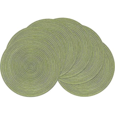 Lot De 6 , Vert38x38cm, Set De Table Rond Vert Set De Table Coton Tress Lavable Napperon De Nol Sets De Table Rsistantes La Chaleur, Pour La Fte (1/5)