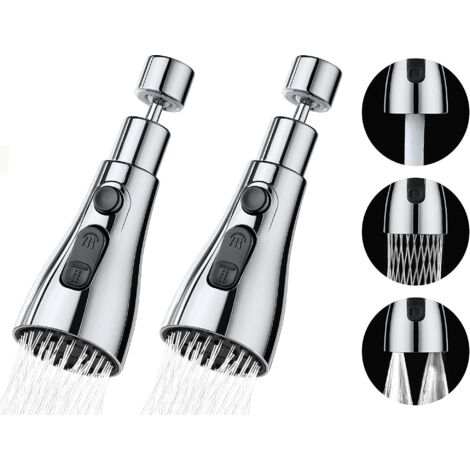 2 Douchette Evier Cuisine Robinet 360 Degres, 3 Modes Embout Robinet Cuisine Avec Aerateur, Mitigeur Evier Cuisine Tete De Robinet Rotative, Adapt (1/5)