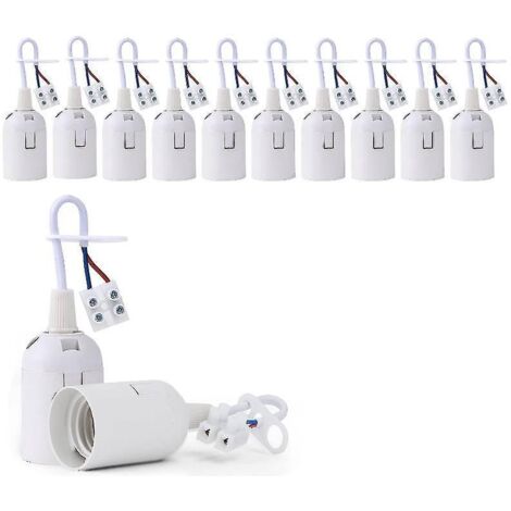 10pcs E27 Bulb Holder (white), Lampholder Suspension Socket, Workplace Socket, Led Workplace Lampholder, Standard E27 Bulb With Phase Tester (1/5)