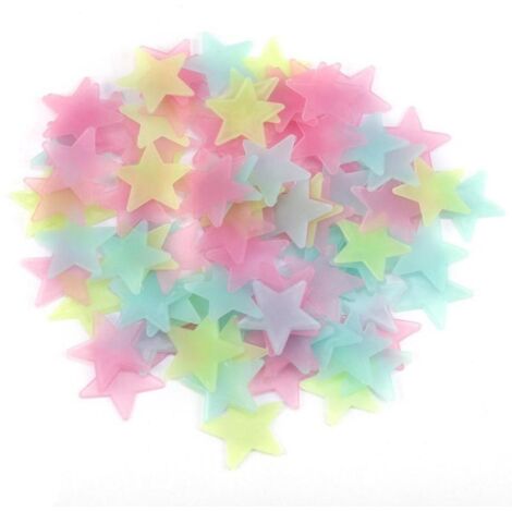 300 Pices Toiles Phosphorescentes Colores (3 Cm), Autocollants De Dcoration Murale En Plastique Phosphorescent Phosphorescent Dcoration Murale Cha (1/5)