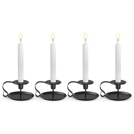 lot De 4 Bougeoirs Vintage En Fer Noir (bougies Non Incluses), Bougeoir Avec Accoudoir, Bougeoir Dcoration Vintage, Convient Pour Table, Nol Hallo (1/5)