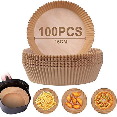 papier Sulfuris Rond Pour Air Fryer, 100 Pices 16 Cmpapier Cuisson Air Fryer Paper Liner,jetable Antiadhsive Sans Huile Papier Parchemin Accessoir (1/5)