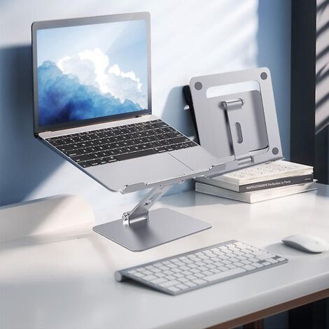 support Ordinateur Portable, Support Pc Portable Aluminium Pliable Ergonomique, Laptop Stand Compatible Avec Macbook Air Pro, Dell Xps, Hp Et Plus (1/5)