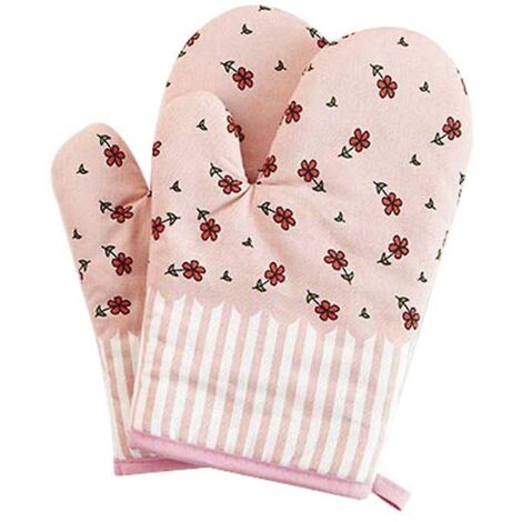 deux Ensembles De Gants De Four (roses Roses), Micro-ondes, Barbecue, Gants De Plaque De Cuisson En Coton, Gants De Cuisine, Gants De Cuisine Rsis (1/5)
