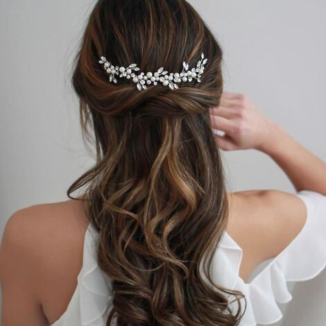 argentd Mariage Cristal Cheveux Vignes Fleur Feuille Headpieces Accessoires De Cheveux De Mariage Pour La Marie (1/4)